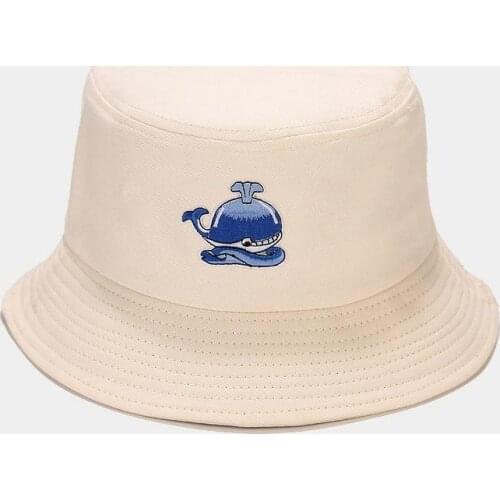 Cartoon Whale Cotton Bucket Hat Fisherman Hat Outdoor Travel Hat Sun Cap Hats for Men and Women 195