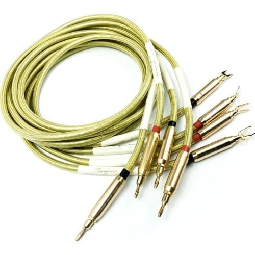 Pair Audiophile Accuphase Audio Speaker Cable with Gilded Banana Plug Spade Plug for Amplifier CD Player