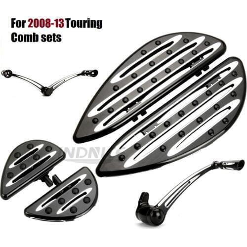 Front Driver Floorboards + rear pegs foot pegs +Shift levers For harley black floorboard Touring street Glide roadking 08-13