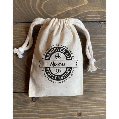 Birthday Muslin gift bag personalised drawstring survival Kit bags Bachelorette decor candy pouch party favor bags Remedy bag