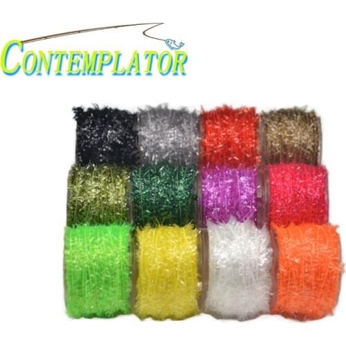 Hot 12colors Durable Ice Chenille Spool Nymphs Streamers FLy Tying Threads Crystal Flash Cactus Line Tying Sparkle&Life Flies