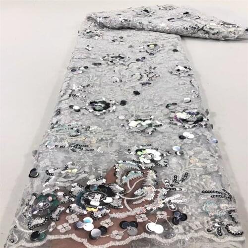 SJ Lace Nigerian Lace Fabrics African Lace Fabric 2021 High Quality Velvet Lace With Sequins French Lace Fabric Sewing r2-68