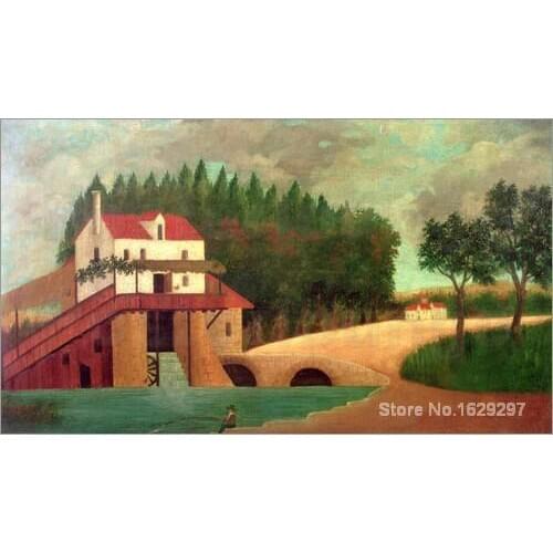 Modern Painting abstract The Watermill by Henri Rousseau Canvas High quality Hand painted