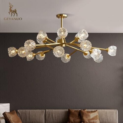 Light luxury post-modern all-copper crystal living room dining room lamp magic bean molecular lamp