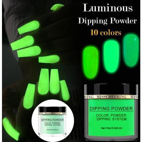 Luminous Nail Art Dipping Powder Glowing Gel Manicure Decoration Dust Luminous Fluorescent Powder Nail Glitters Glow in the Dark