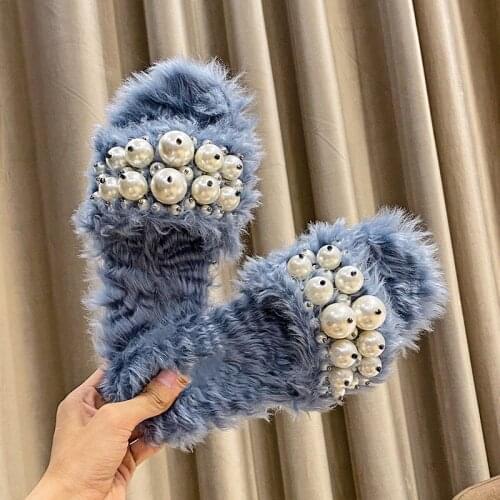 Maomao Slippers Womens Slippers Summers New Real Wool Sandals Comfortable Flat Slippers