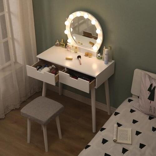 Bedroom Dressing Table Nordic Furniture Storage Cabinet Modern Simple Makeup Table Vanity Desk Dressers With Light Mirror HWC