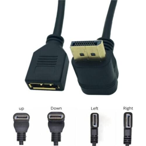 DP Extension Cable, DisplayPort Male to Female Right Angle 90 Degree Extension Cable, 30CM, Black