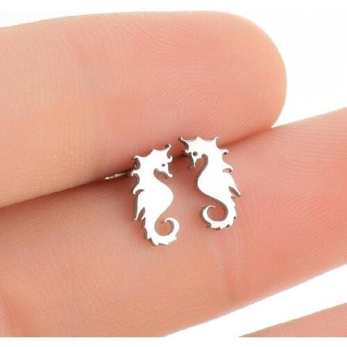 S925 Oceanic series ear nail female boudoir simple seahorse ear bone nail new accessories INS wholesale earrings cute
