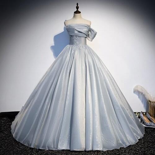 Evening Dress Sequins Luxurious Ball Gown New Appliques Strapless Empire Sleeveless Floor-Length Party Formal Dresses Woman B985