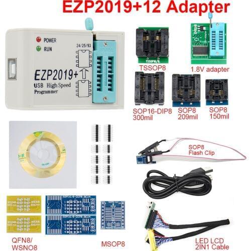 2019 EZP 2019 High Speed USB Programmer EZP2019 with 12 Sockets Support 24 25 26 93 EEPROM 25 flash bios chip Support WIN7&WIN8