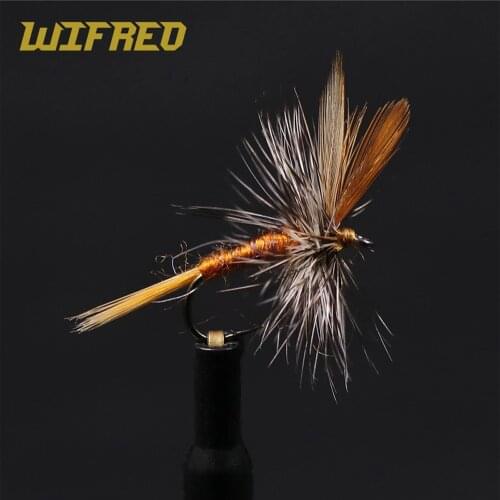 Wifreo 10pcs Adams Fly #14 Parachute Dry Fly Artificial Trout Fishing Lure Bait Adult Mayfly flying Caddis or Midge