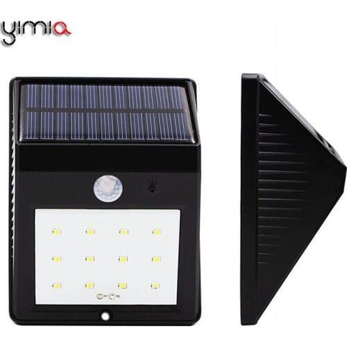 YIMIA 12/16/20 LED Solar Jardim Light Wall Lamp Outdoor Motion Sensor Waterproof Lampara Solar Courtyard Night Garden Lights