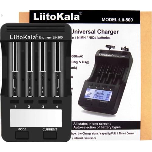 Liitokala lii-500 LCD 3.7V/1.2V AA/AAA 18650/26650/16340/14500/10440/18500 Battery Charger with screen+12V2A adapte+output 5V1A