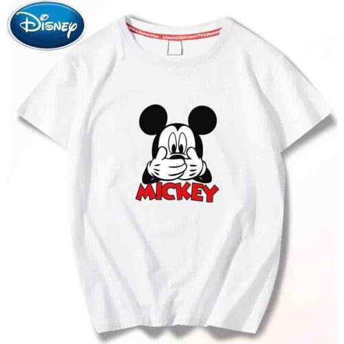Disney Fashion Mickey Mouse Cartoon Letter Print Cute Couples Unisex Women T-Shirt O-Neck Pullover Short Sleeve Tee Top 11 Color