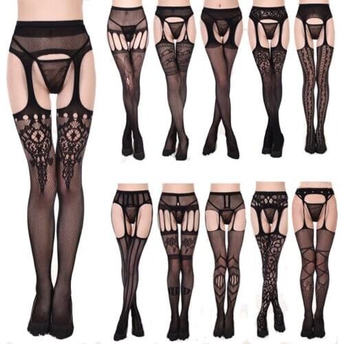 Women Stockings Exotic Lace Top Thigh-Highs Stockings & Garter Belt Suspender Set Women Lingerie Pantyhose Sexy Garter Belt