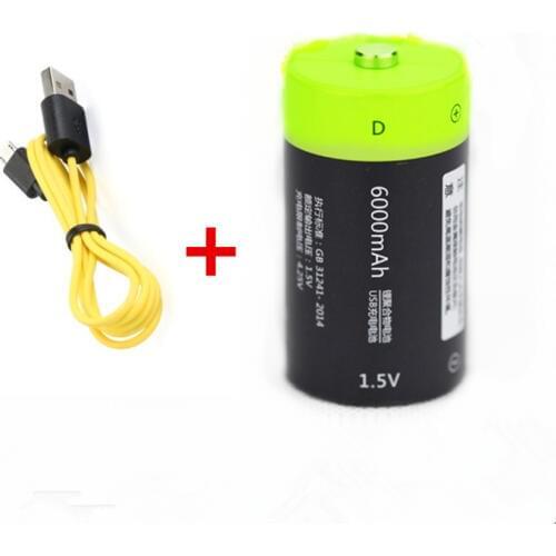 1PCS ZNTER 6000mAh 1.5V rechargeable battery Micro USB battery size D Lipo LR20 battery with Micro USB cable fast charging