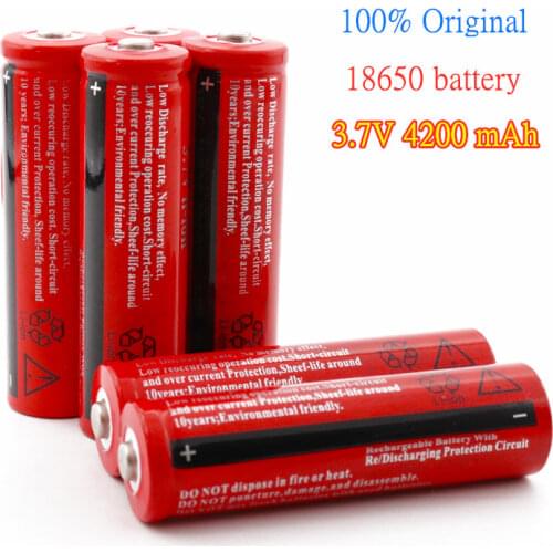 100% new original 18650 Rechargable Battery 18650 4200 mAh 3.7 V Battery for LED Lantern torch
