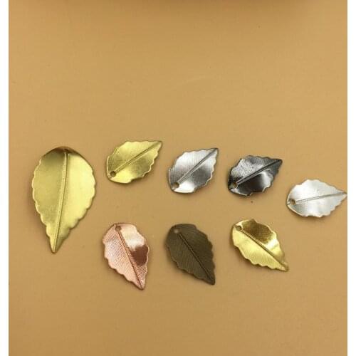 100 PCS 10*17mm 16*25mm Fashion Metal Copper 7 Colors Plated Leaves Pendant Connectors Charm For Jewelry Making