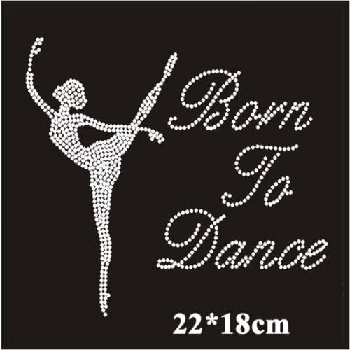 2pc/lot Ballet dancer iron on crystal transfers design rhinestones fix hot fix rhinestone transfer motifs