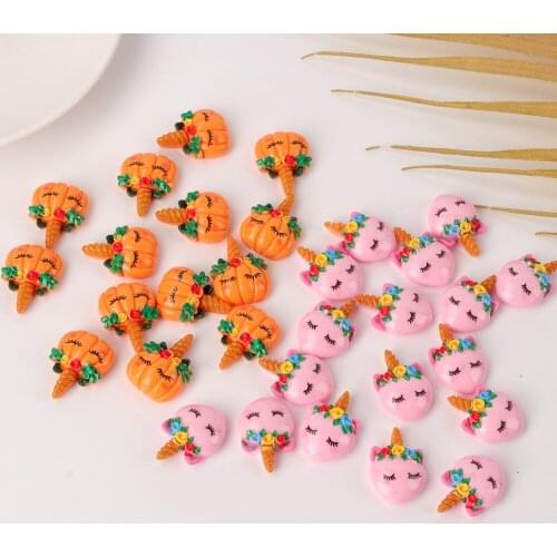 20pcs/lot Flatback Resin Unicorn Cartoon Flat back Resin Cabochons Embellishments Accessories DIY Hair Bows Center