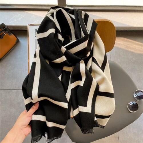 2021 Designer Winter Shawls And Wraps Cashmere Scarf Women Hijab Thick Blanket Ladies Long Pashmina Bufanda Echarpe Neckerchief