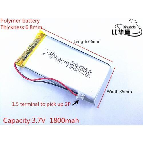 3.7V 1800mAh 683566 Lithium Polymer Li-Po Rechargeable Battery For DIY Mp3 MP4 MP5 GPS PSP