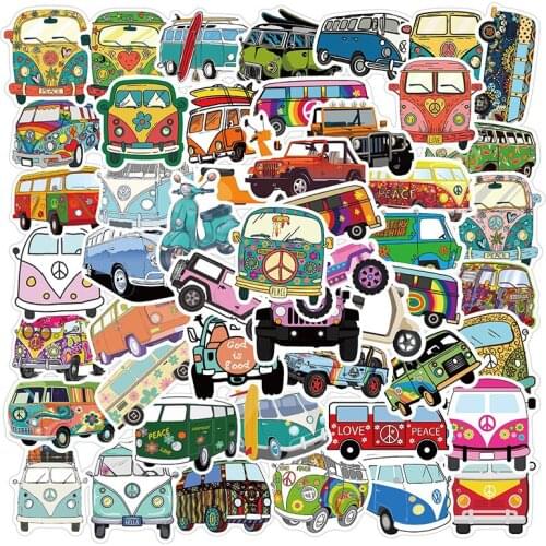 50PCS Hip Hop Style Outdoor Bus Stickers Laptop DIY Guitar Luggage Skateboard Graffiti Sticker Decal Kid Classic Toys F3