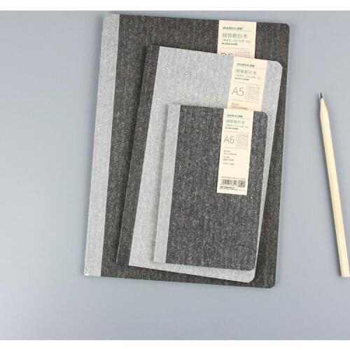 Plained Grey Sewing Soft Cover Ivory Cream Paper 40/80 Sheets Dot Line Blank Notebook With Embossing Design