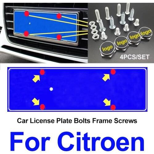 Bolts Car License Plate Frames Tag Cap Screw Caps Badge Stickers Decoration for PicassoC2/C3/C4C5/C6/C8/DS3/DS4/DS5/Nemo