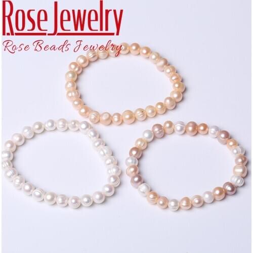 Free Shipping 3A Quality Natural Real Freshwater White Strand Pearl Bracelets 7-8 mm Size Gifts for Women Jewelry
