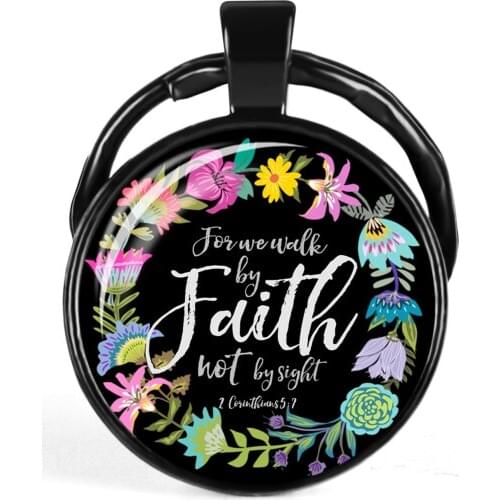 Outside Kindness Bible Verse Psalm Quote Key Chain Glass Jewelry Christian Pendant Keyring Keychain Gift For Men Women Gift