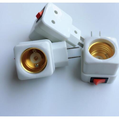 US Plug Lamp Holder with Switch Socket Household E27 Wall Socket Base Portability 4pcs