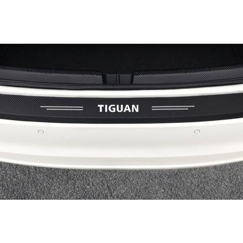 For VW Volkswagen Tiguan 1 2 MK1 MK2 2021 2019 2020 2018 R Line Car Trunk Boot Decor Rear Bumper Carbon Fiber Sticker Auto Parts