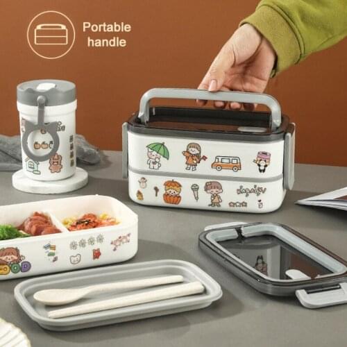 DIY Double-layer Lightweight Plastic Lunch Box Salad Meat Food Box Office Worker Student Japanese Microwave Heating Box