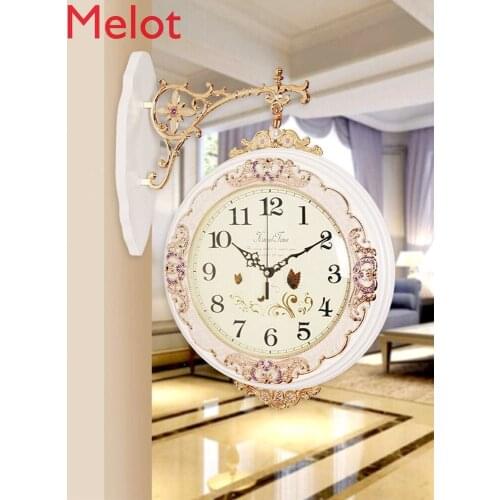 Double-Sided Wall Clock Living Room Clock Modern Minimalist Creative Two Sides Pocket Watch Atmospheric Household Clock