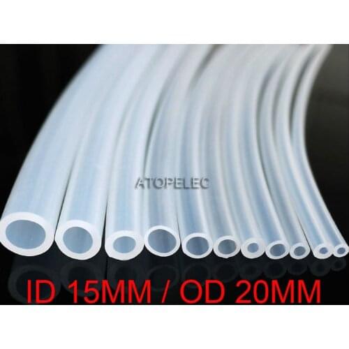 15*20 Flexible Soft Food Grade Silicone Hose Tube Pipe ID_15mm OD_20mm Transparent Clear 180Deg.C