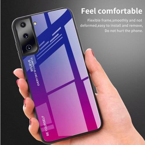 Gradient Glass Phone Case For Samsung Galaxy S21 S20 Ultra S10 S21 Plus Note 20 Ultra S 20 FE 5G Glossy Fashion Back Cover