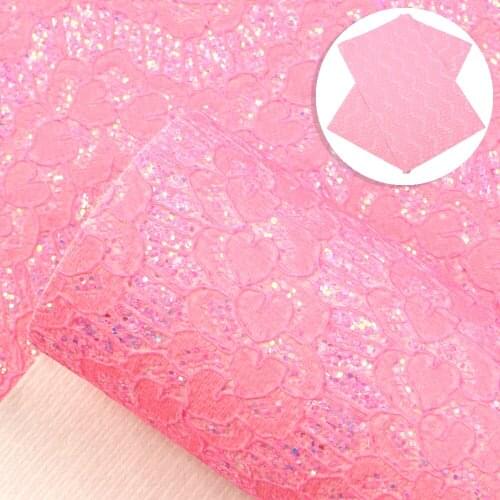 20*33cm Heart Love Pattern with Glitter Faux Synthetic Leather Fabric For Baby Handmade Crafts Hairpin Bows Material,1Yc17271
