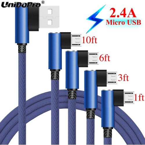2.4A 90 Degree Fast Charging Micro USB Cable for Huawei Honor 20i 8S 8A Pro 8C 8X Max 7X 7A 7C Pro P Smart+ Xiaomi Redmi 7 6 Y3