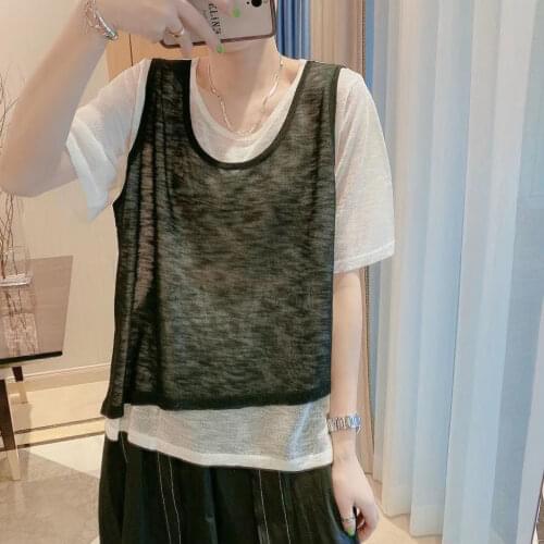 2021 New 20557 (2 Rooms, Small Room No.1 Lower) Non Real Net Red Picture Solid Color Short Sleeve Thin Two Piece Set [2000] 32