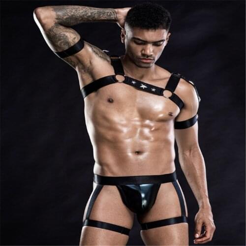 Sexy Lingerie Set Male Underwear Set Men Underwear Exotic Costumes Gay Lingerie Man Cosplay Costumes Sissy Bodysuit Male Harness