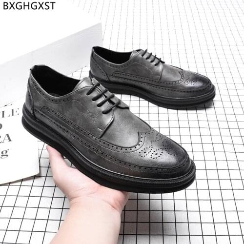 Brown Dress Shoes Mens Fashion Brogues Man Shoes High Quality Formal Official Shoes for Men 2021 Zapatos Hombre Chaussure Sapato