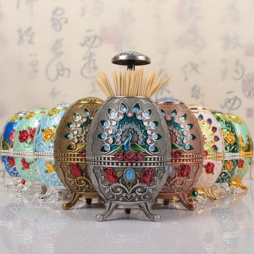 Zq European Style Toothpick Box Hand Pressure Automatic Creative Household Multifunctional Sanitary Toothpick Tin