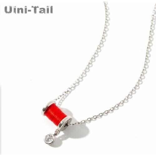 Uini-Tail Hot Sale 925 Silver Good Luck Red Line Bucket Necklace Chinese Style Fashion Trend Flowing Sweet High Quality Jewelry