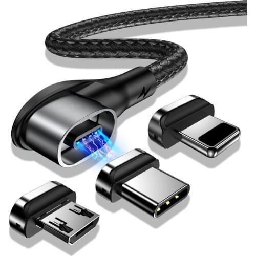 Magnetic Fast charger cable Type C USB cable For Huawei P40pro Micro USB Cable USB C-Charger Phone line LED quick charging cable