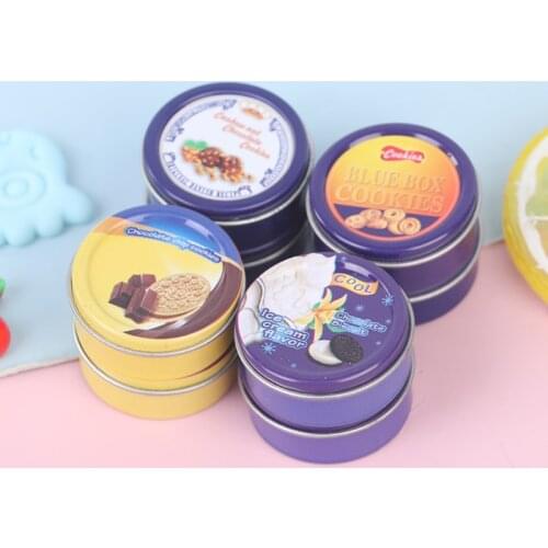 2Pcs 1/12 Scale Miniature Dollhouse Miniature Metal Cookies Box Miniatural Food for Dollhouse Decor Kids Toys