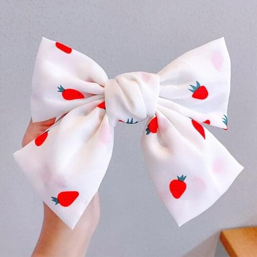 MISANANRYNE Women Girls Print Strawberry Big Bow Hair Clips Sweet Headband Hairpins Hair Ornament Fashion Hair Accessories