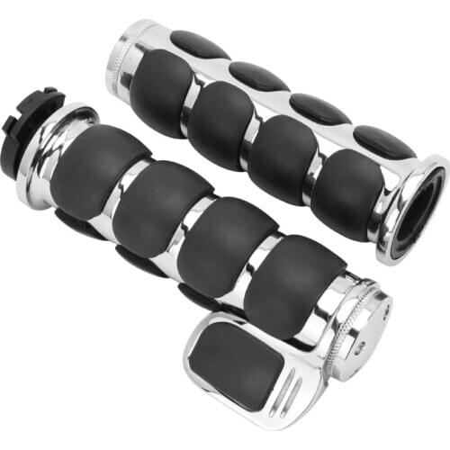 1" Manopole Moto For Cruiser Chopper Bobber Cafe Racer Touring Motorcycle 25mm Handlebar Custom Chrome Billet Cap Hand Grips