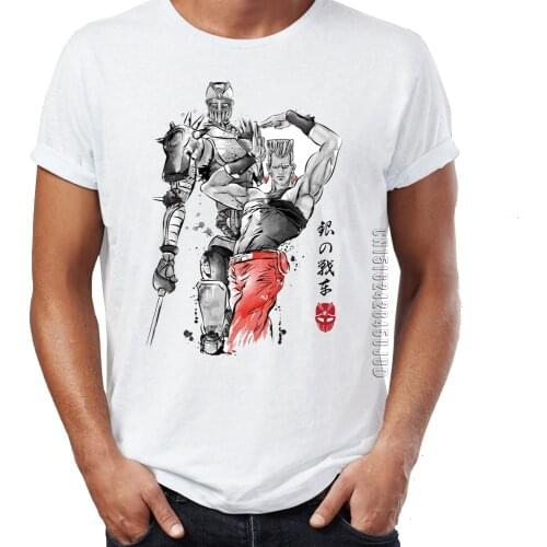 Mens T Shirt Silver Chariot Jojos Bizarre Adventure Illustration Artwork T-shirts Homme Graphic Tops & Tees O-Neck Camiseta